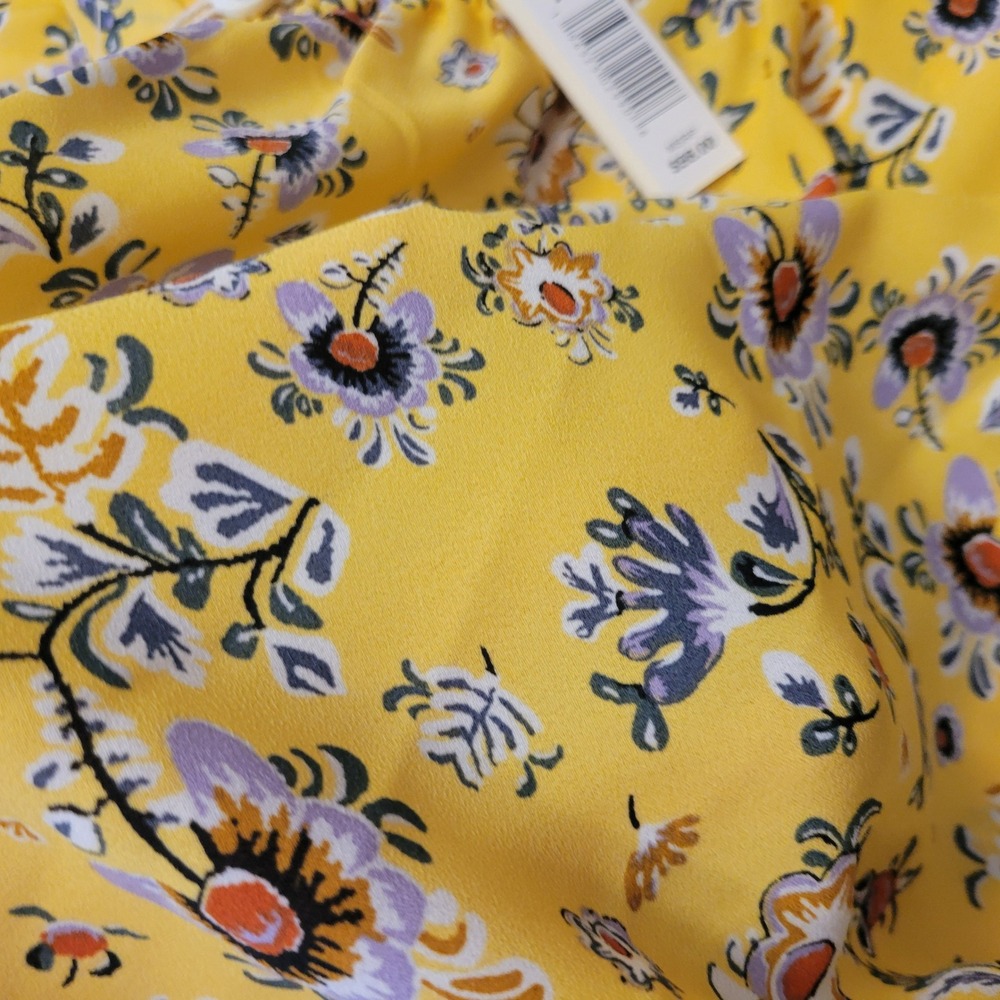 New Max Studio Wrap Skirt Womens XL Yellow Floral Ruffle Midi Romantic Cottage - Picture 9 of 16